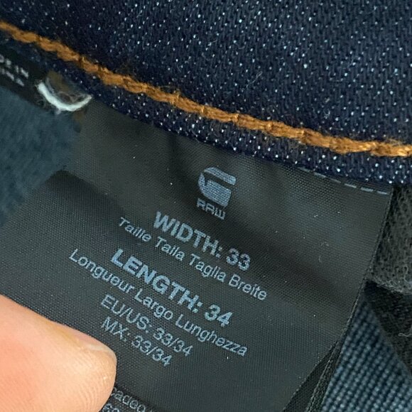 G Star Raw 3301 Straight Tapered Jeans Mens 33x34 Dark Wash Button Fly Stretch - Picture 8 of 14